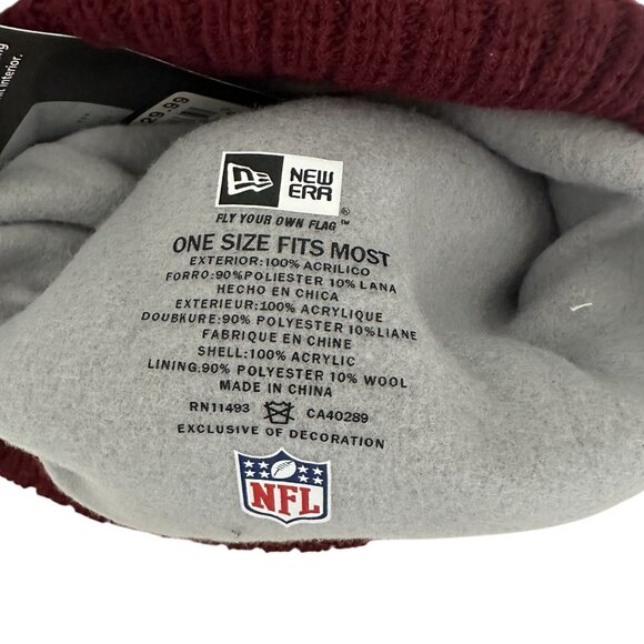 New Era Commanders On Field Knit Fully Lined Beanie w/ Pom NFL Football Athleisu - Picture 5 of 6